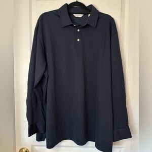 Roundtree & Yorke Black Long Sleeve Polo Shirt XXL EUC